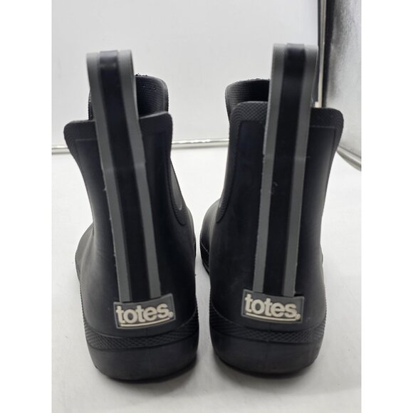 totes Everywear Boots Womens Size 8 Black Waterproof Rain Chelsea Rubber Ankle - Picture 5 of 10